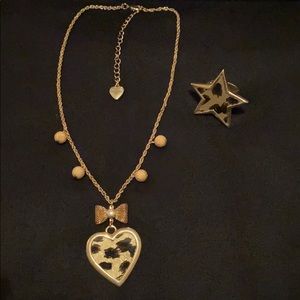 Betsey Johnson necklace and ring